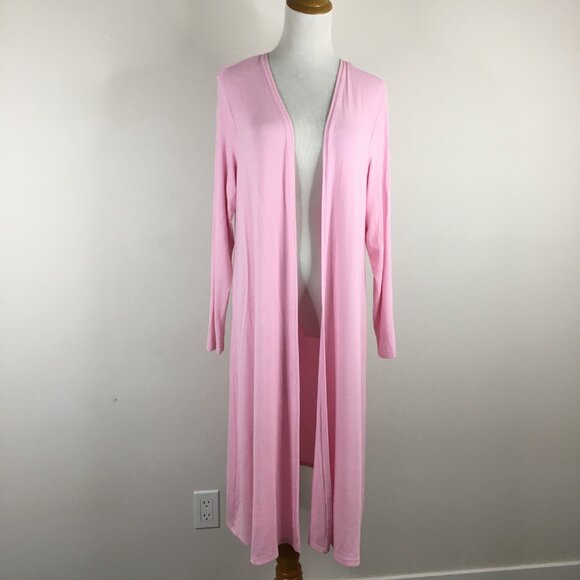 MAGASCHONI Pink Ribbed Long Sleeve Open Front Longer Body Cardigan - Picture 3 of 12